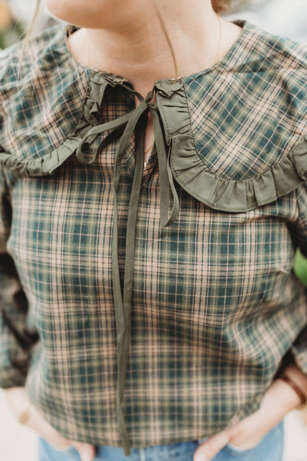 Georgia Ruffle Blouse- Green