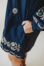 Navy Peasant Mini Dress