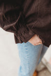 Mocha Corduroy Ruffle Shirt