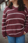 Candy Striped Sweater- Marsala