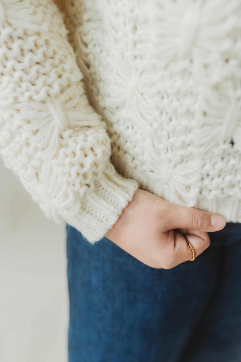 Just Chillin' Chunky Cable Knit Sweater - Cream