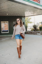 Asymmetric Hem Drop Shoulder Sweater - Mocha