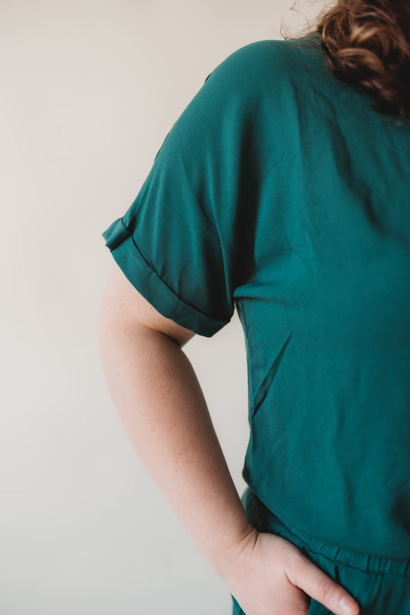 Lounge Tee and Wide Leg Pant Set- Green