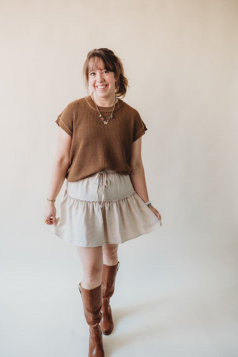 Oversized Crew Neck Sweater- Camel