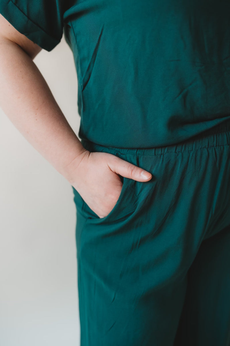 Lounge Tee and Wide Leg Pant Set- Green