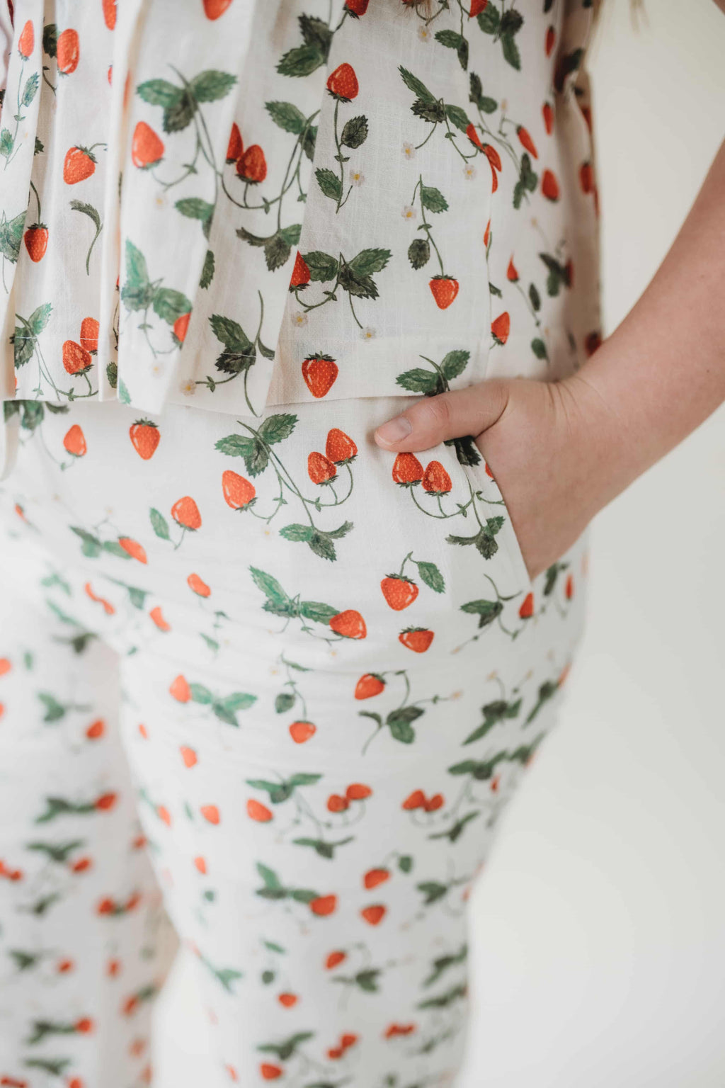 Strawberry Patch Pants - Cream
