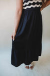Wavy Sleeveless Midi Dress - Black