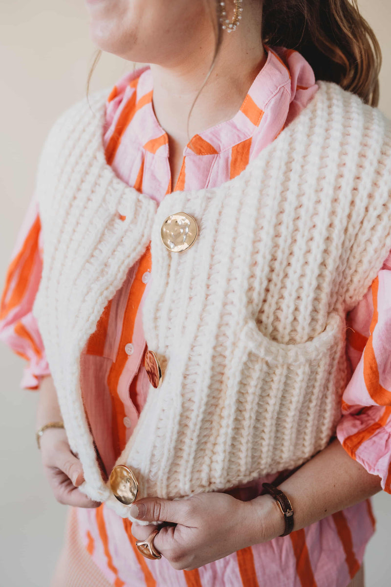 Shayla Sweater Vest- Ivory