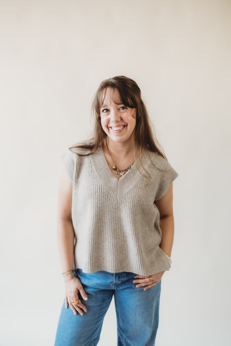 Oversized Sweater Vest- Mocha