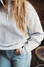 Terry Half Zip Sweatshirt- Grey