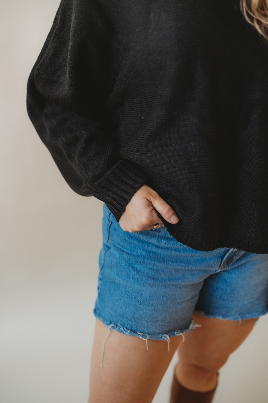 Dolman Sleeve Sweater -Black