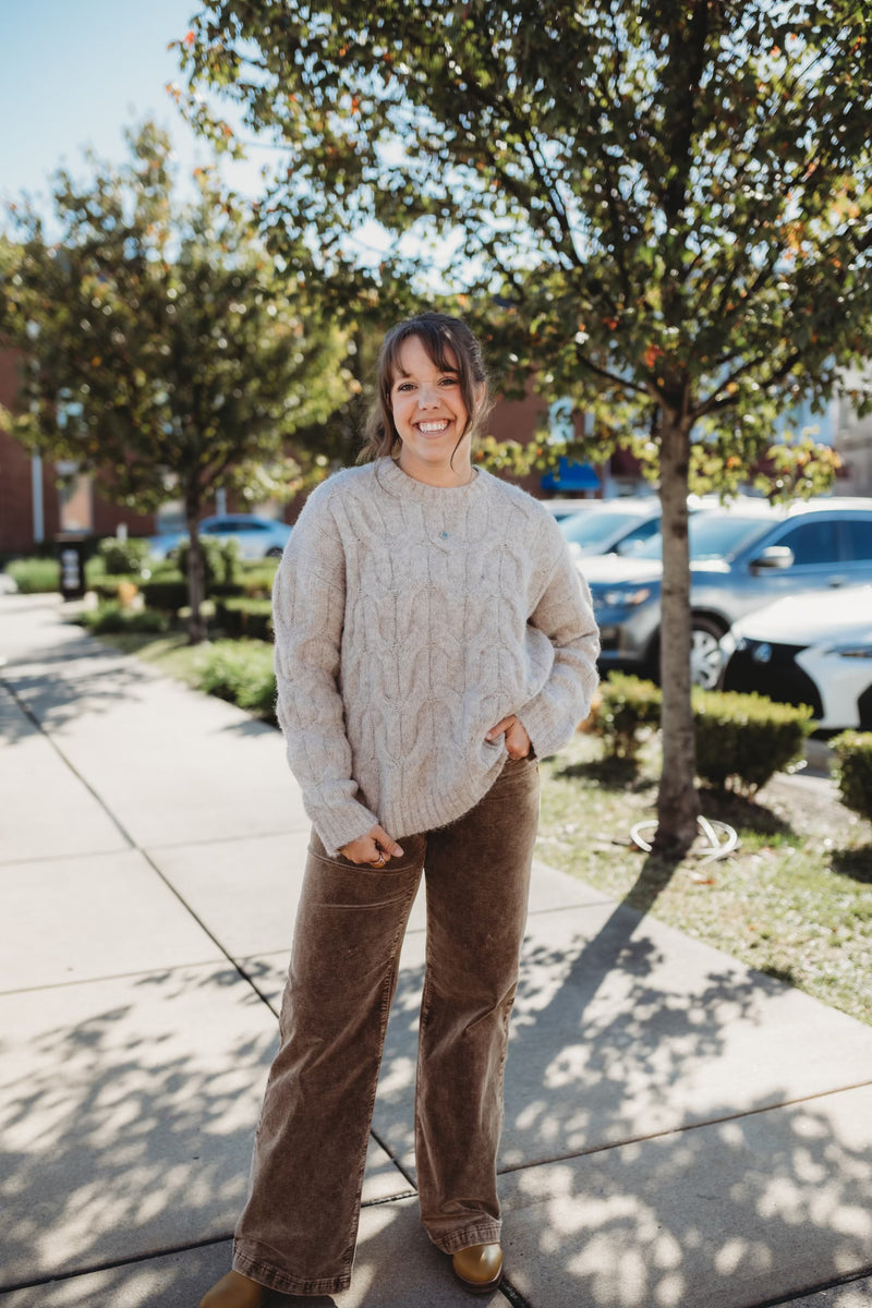 Every Cable Knit Sweater - Stone