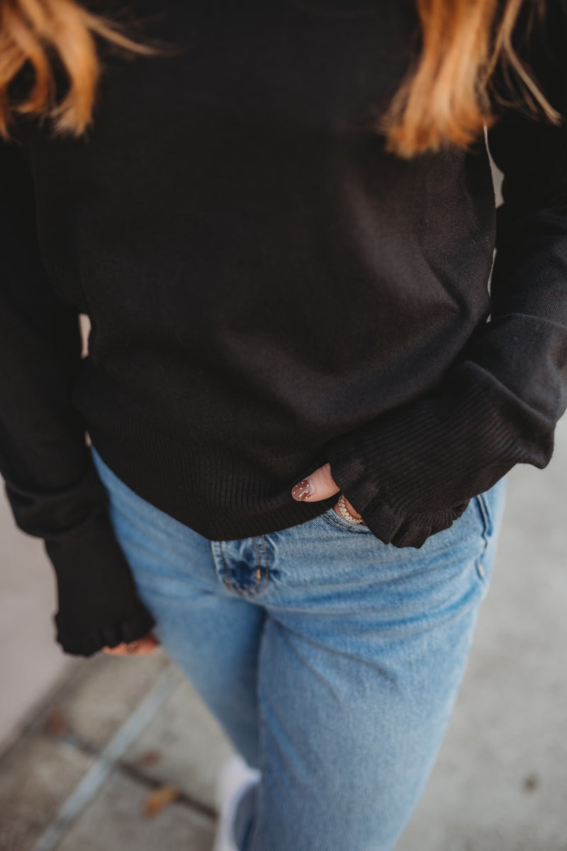 Ruffle Mock Neck Sweater