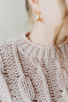 Just Chillin' Chunky Cable Knit Sweater-  Rose