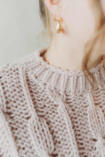 Just Chillin' Chunky Cable Knit Sweater-  Rose