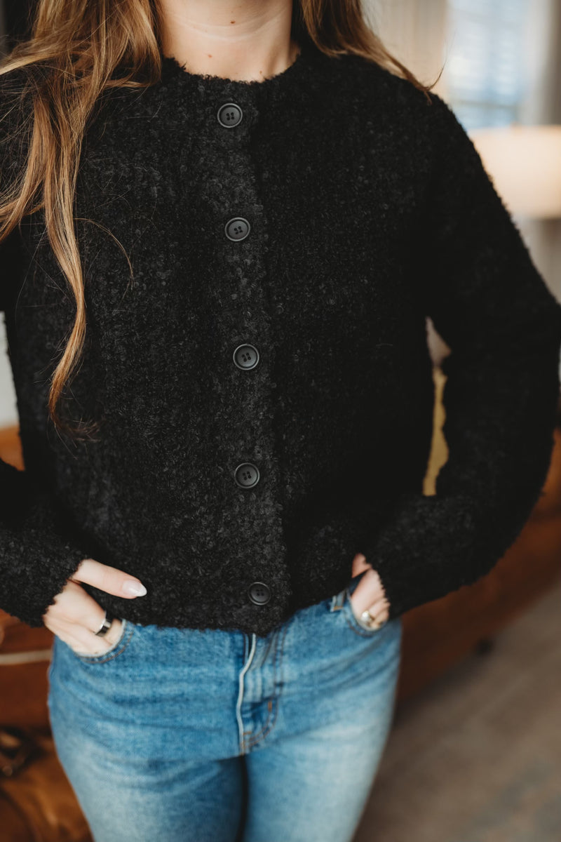 Charcoal Wool Cardigan Sweater