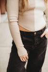 Color Block Fitted Sweater Top