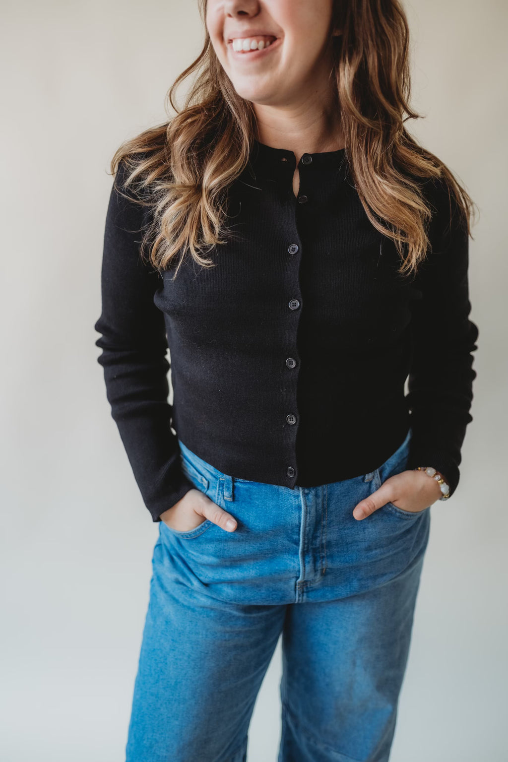 Jessi Buttoned Cardigan- Black
