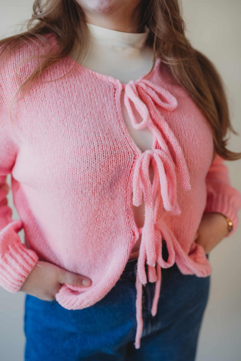 Blair Bow Cardigan- Bubblegum