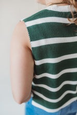 Hannah Striped Sweater Vest- Green