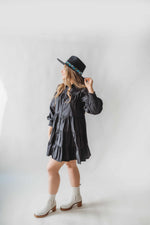 Blair Button Tiered Dress -Black