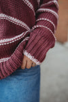 Candy Striped Sweater- Marsala