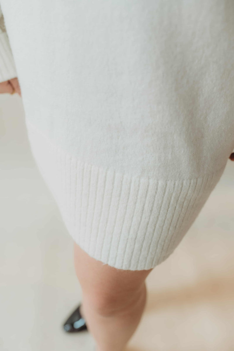 Cozy Up Fall Sweater Dress - Cream