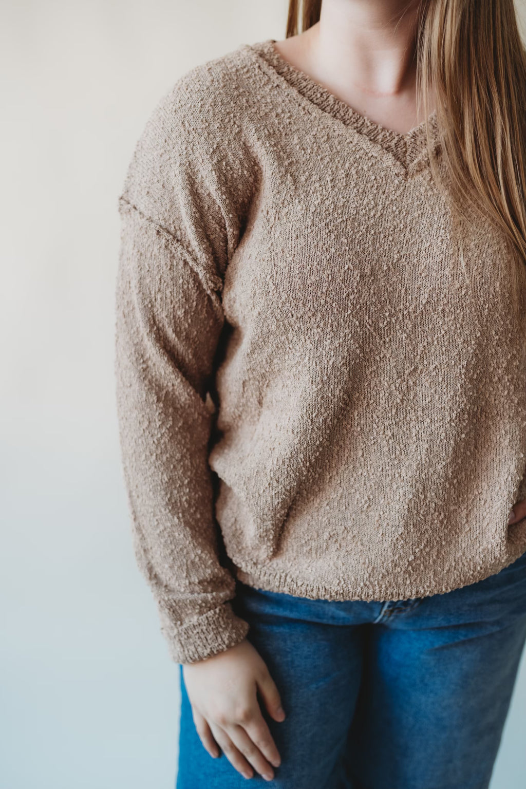 Raw Edge V-neck Sweater