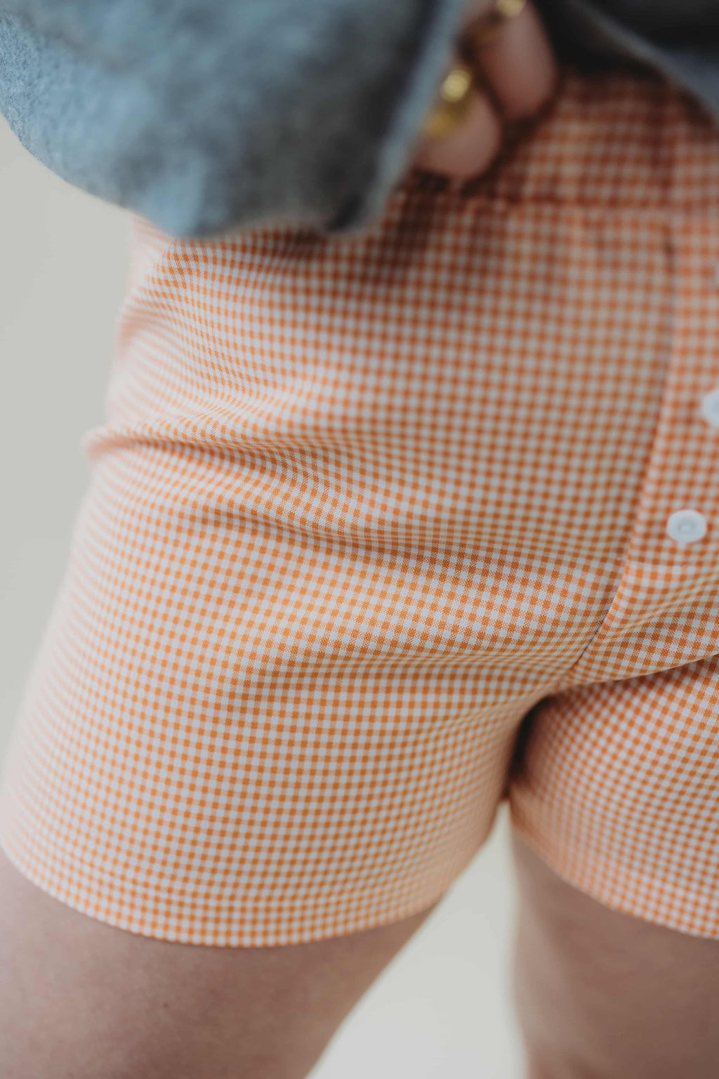 Gingham Elastic Boxer- Orange