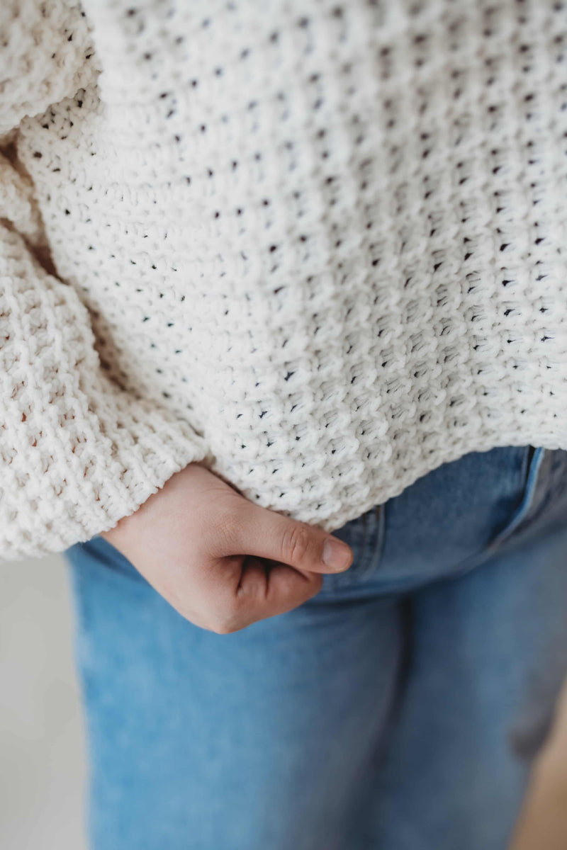 Chenille Sweater Top- Cream