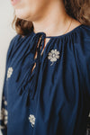 Navy Peasant Mini Dress
