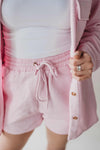 McClain Woven Drawstring Shorts- Pink