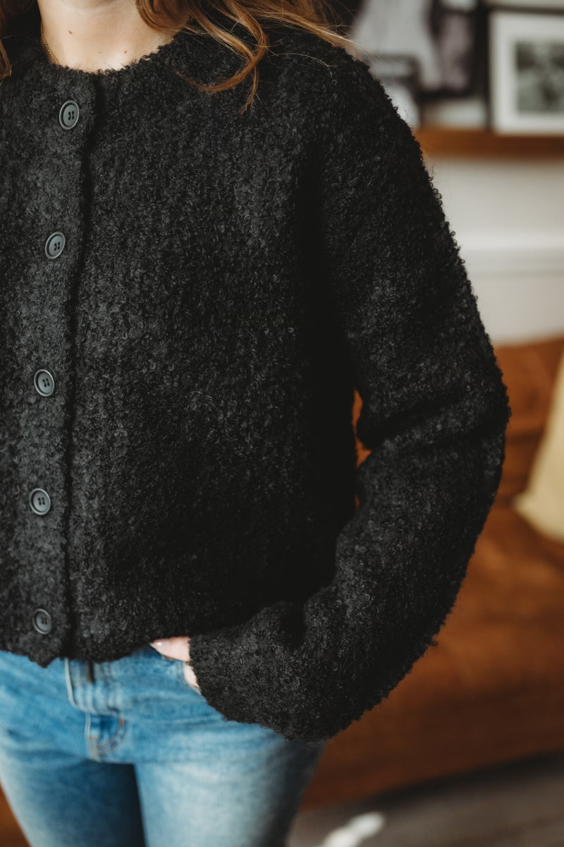 Charcoal Wool Cardigan Sweater