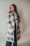 Plaid Oversized Trench Coat - Grey