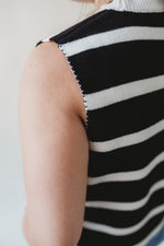 Hannah Striped Sweater Vest- Black