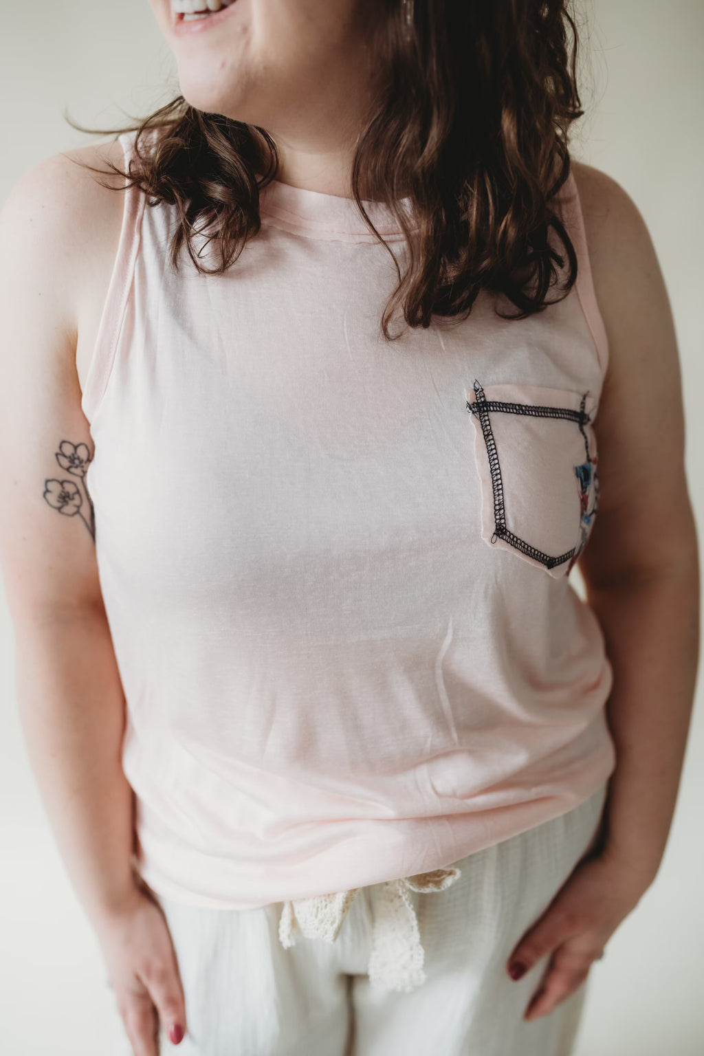 Floral Patch Tank- Pink
