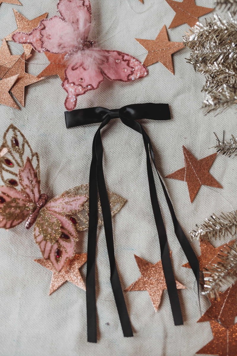 Silk Black Bow Clip