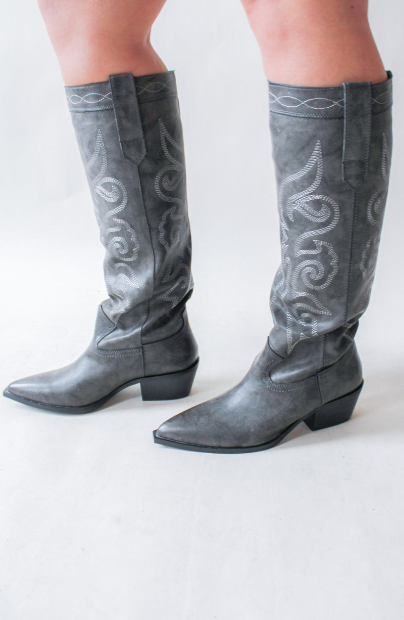 Zaire Perfect Knee Boots -Grey