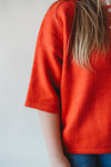 Brushed Button Sweater - Cherry