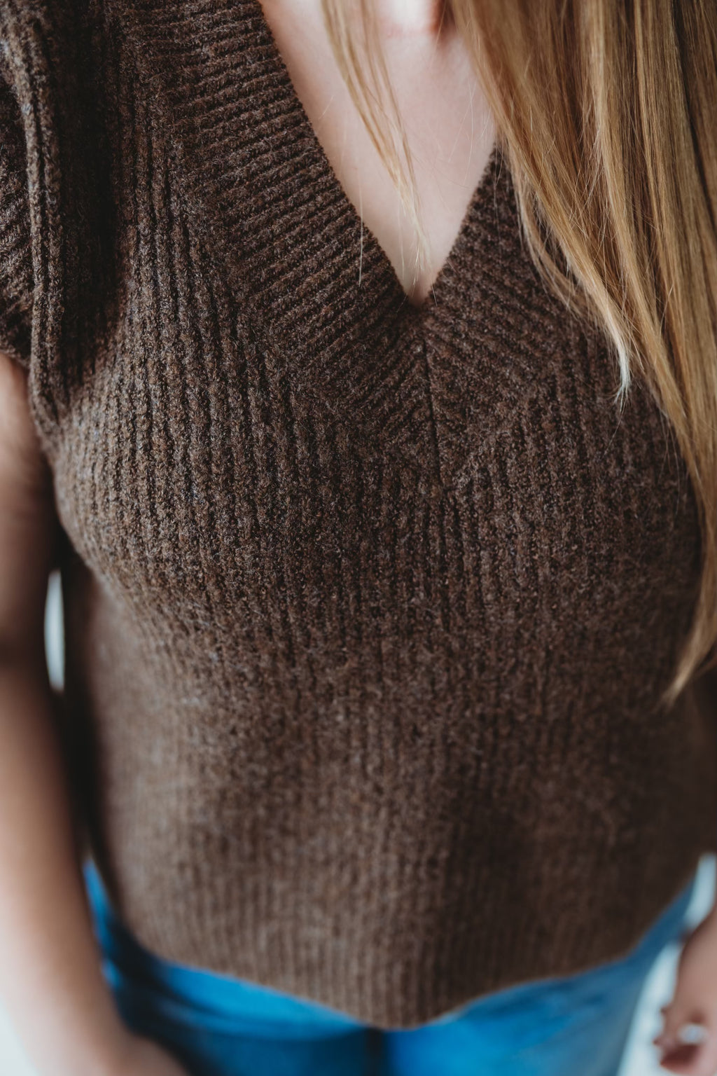 Oversized Sweater Vest- Brown
