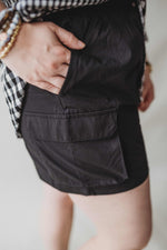 Beth Cotton Cargo Shorts- Black