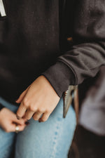 Terry Half Zip Sweatshirt- Black