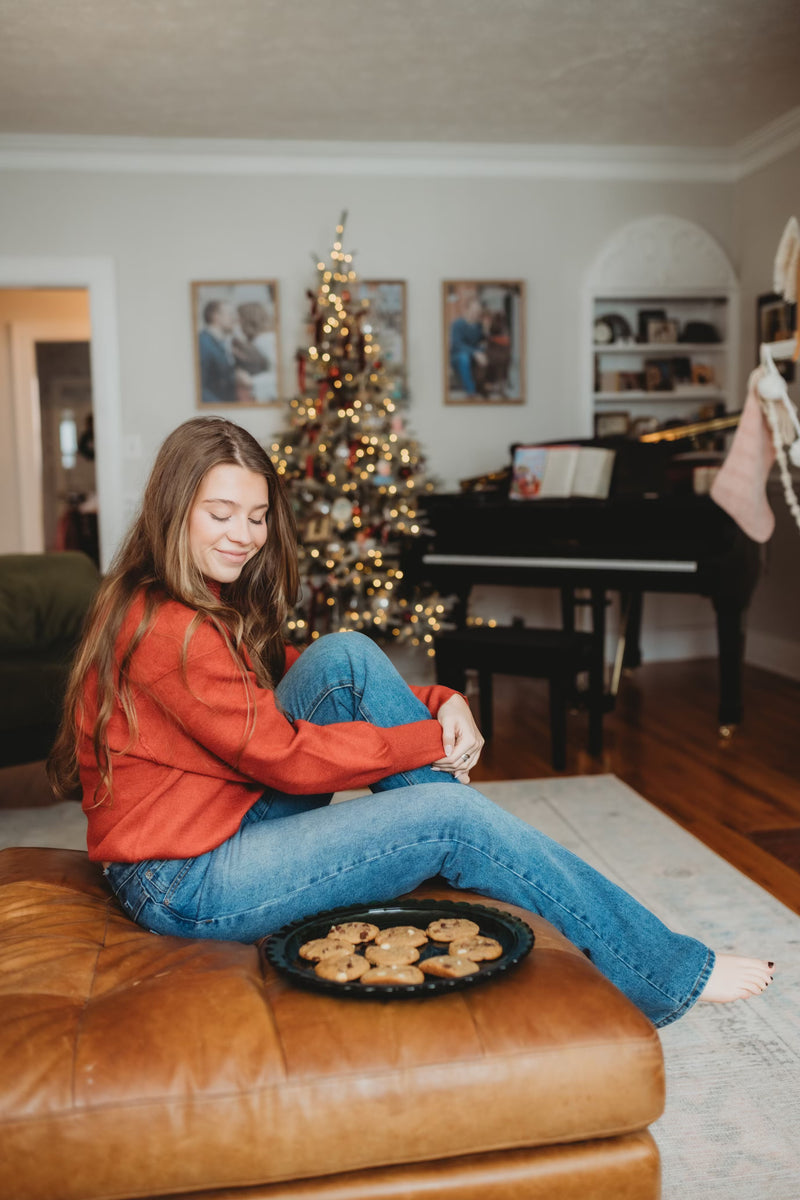 Cherry Mock Neck Sweater