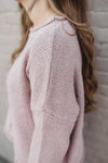 Asymmetric Hem Drop Shoulder Sweater - Light Rose