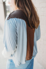 Color Block Long Sleeve Top- Blue