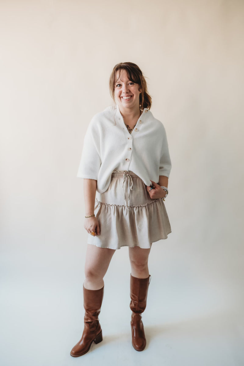 Brushed Button Sweater - Off White