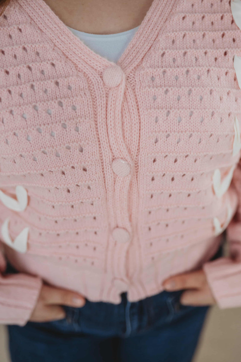 Pointelle Knit Sweater- Pink