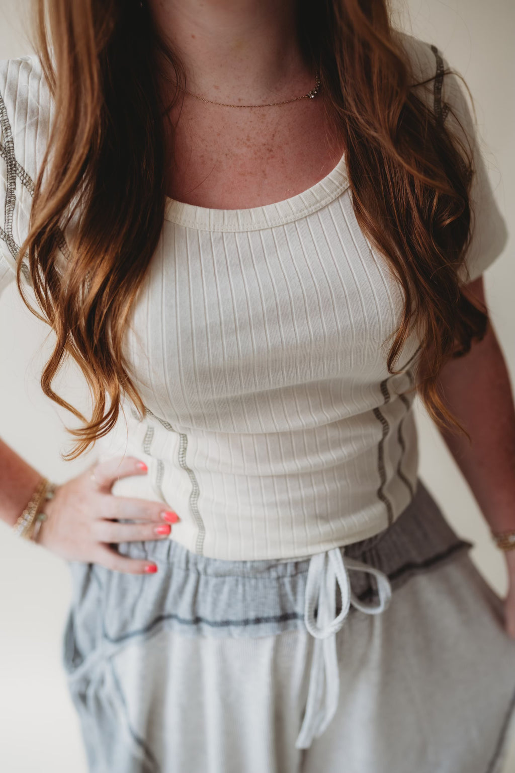 Contrasted Stitched Tee