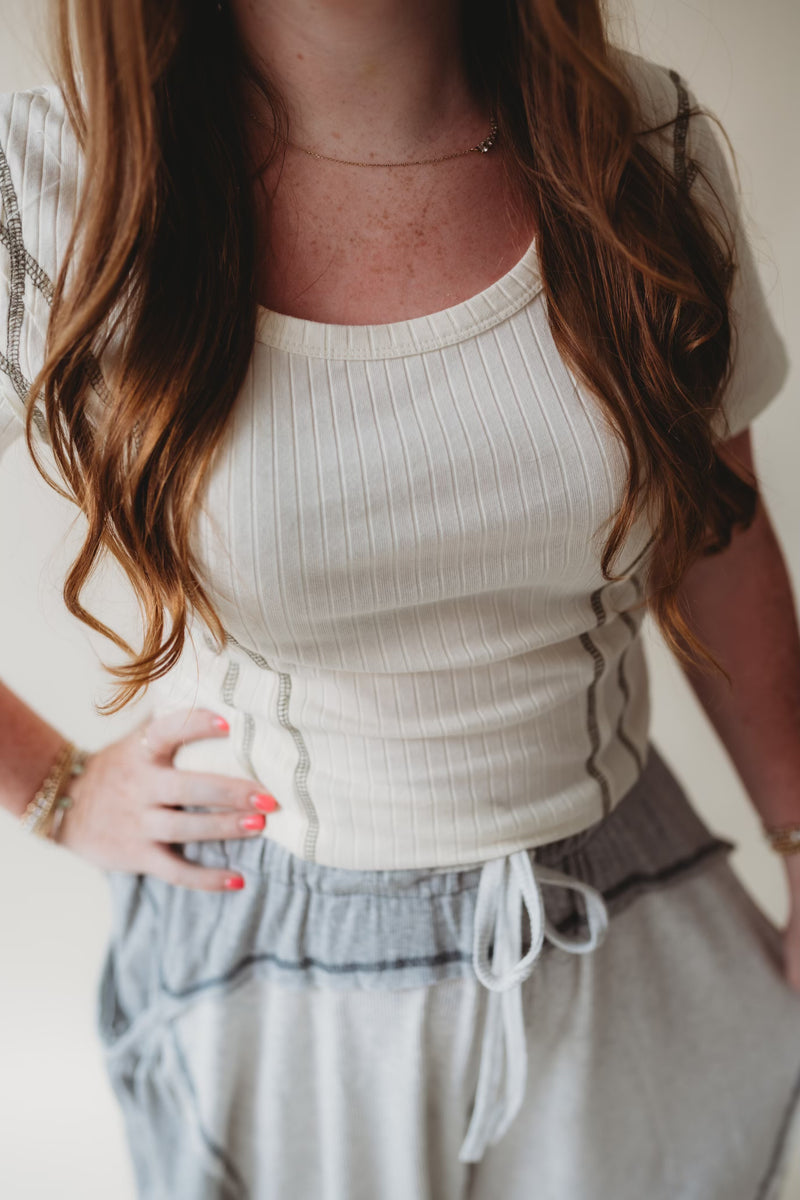 Contrasted Stitched Tee
