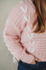 Pointelle Knit Sweater- Pink